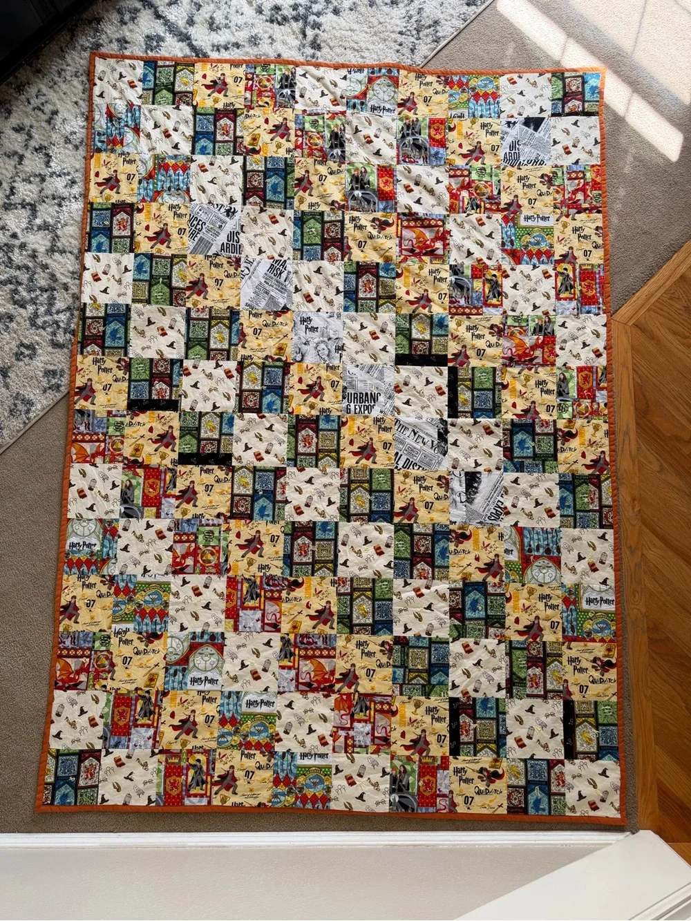 Handmade Harry Potter Patchwork Quilt Hogwarts Magic Wizards Nostalgic Bedding